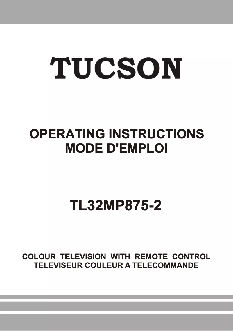 Page n°1 - Manuel utilisateur Tucson TL32MP875-2