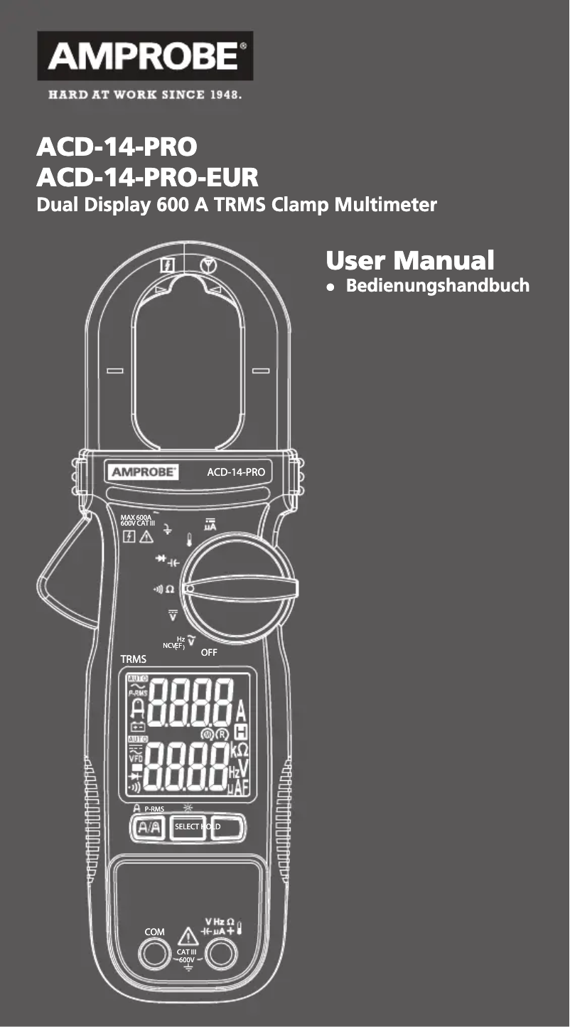 Page 1 de la notice Manuel utilisateur Amprobe ACD-14-PRO