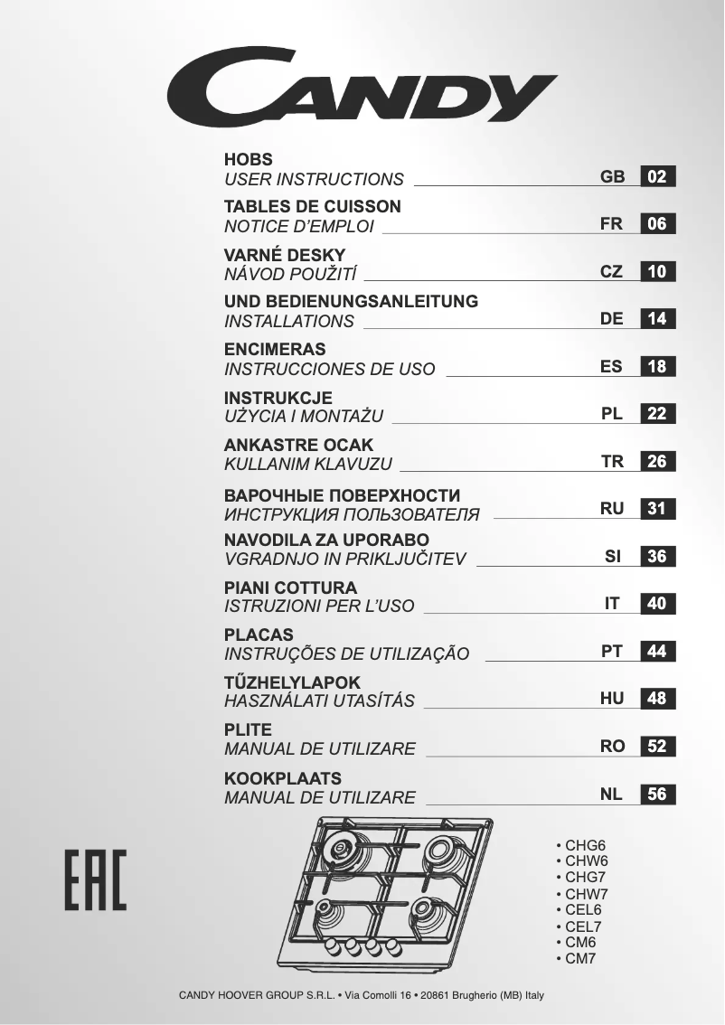 Page n°1 - Manuel utilisateur Candy CHW7X