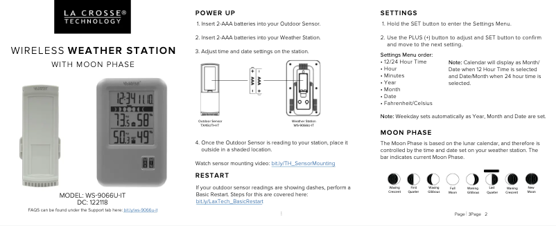 Page n°1 - FAQ La Crosse Technology WS-9066U-IT