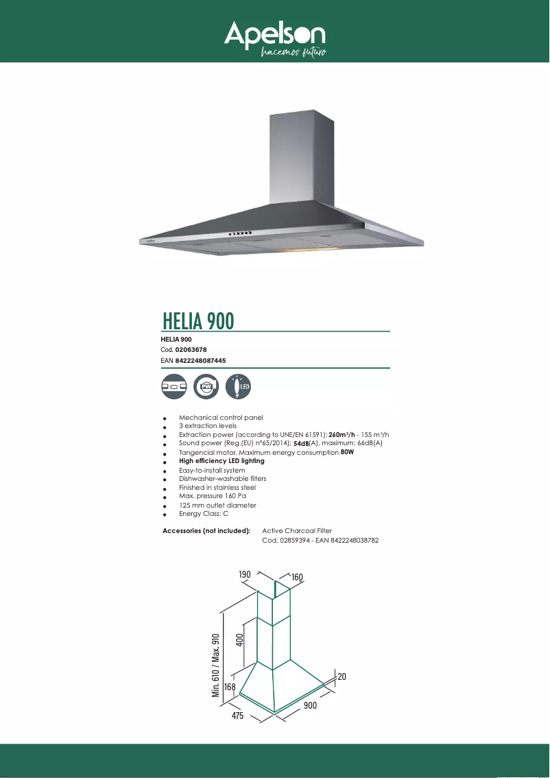 Page 1 de la notice Fiche technique Apelson HELIA