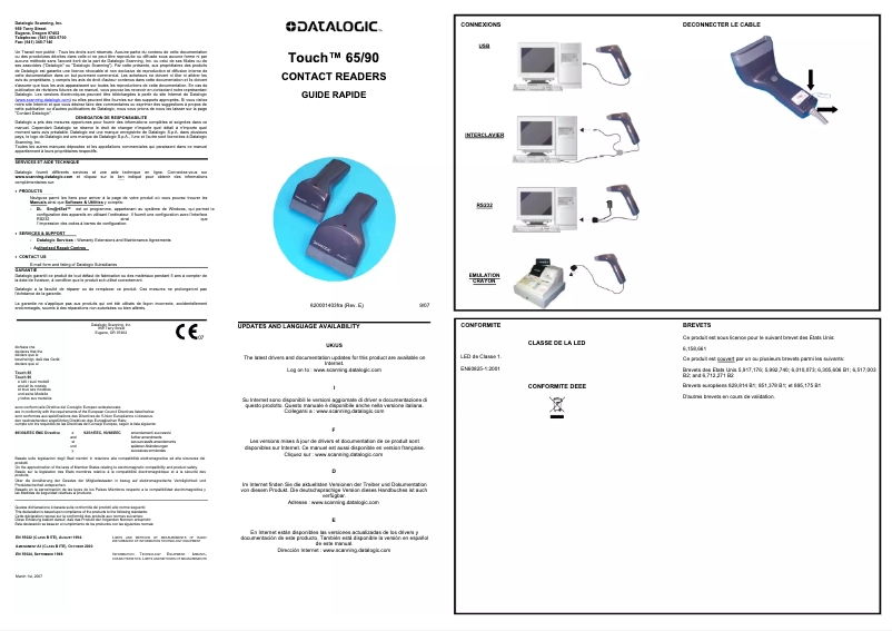 Page 1 de la notice Manuel utilisateur Datalogic Touch 65