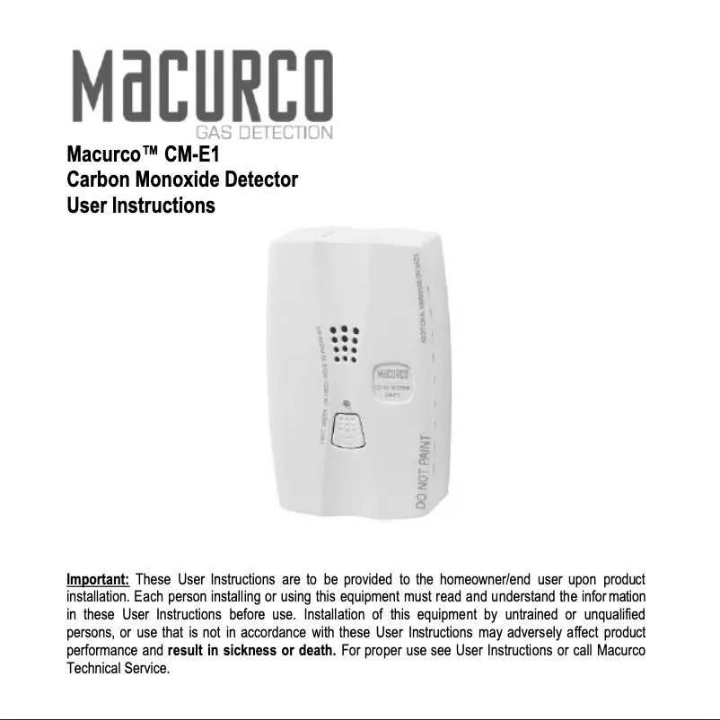 Image de la première page du manuel de l'appareil CM-E1