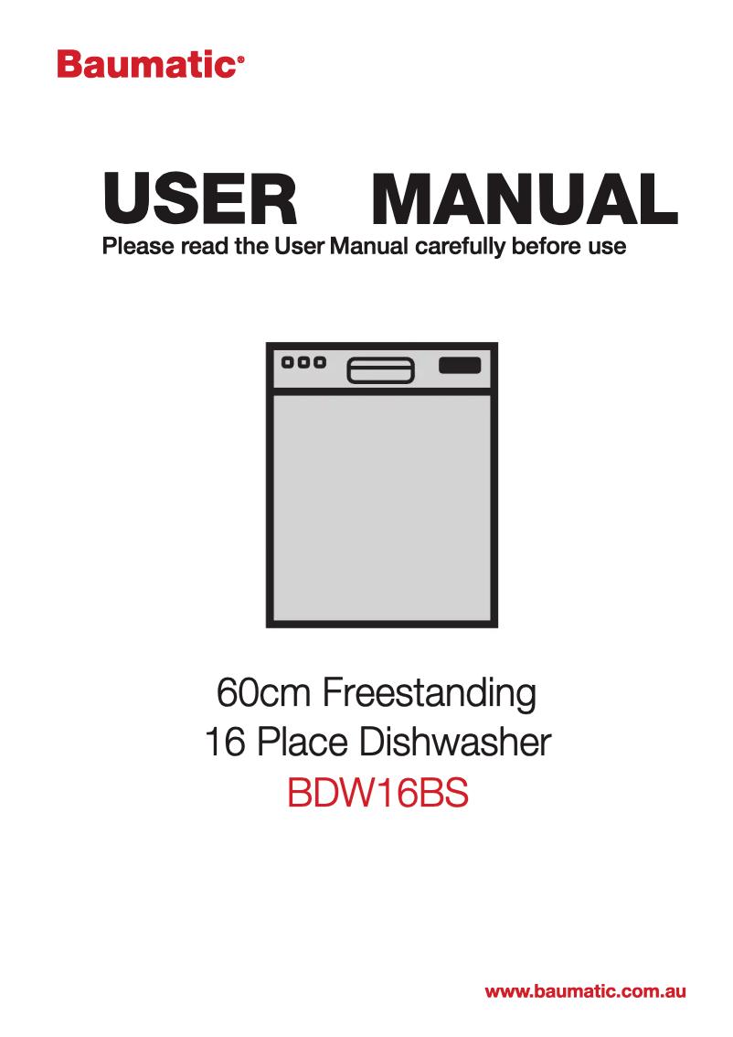 Page 1 de la notice Manuel utilisateur Baumatic BDW16BS