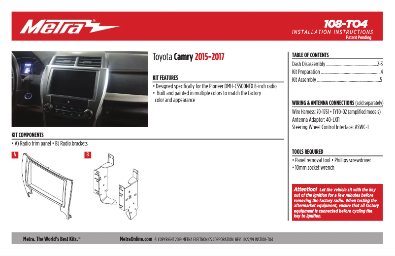 Page n°1 - Manuel utilisateur Metra 108-TO4