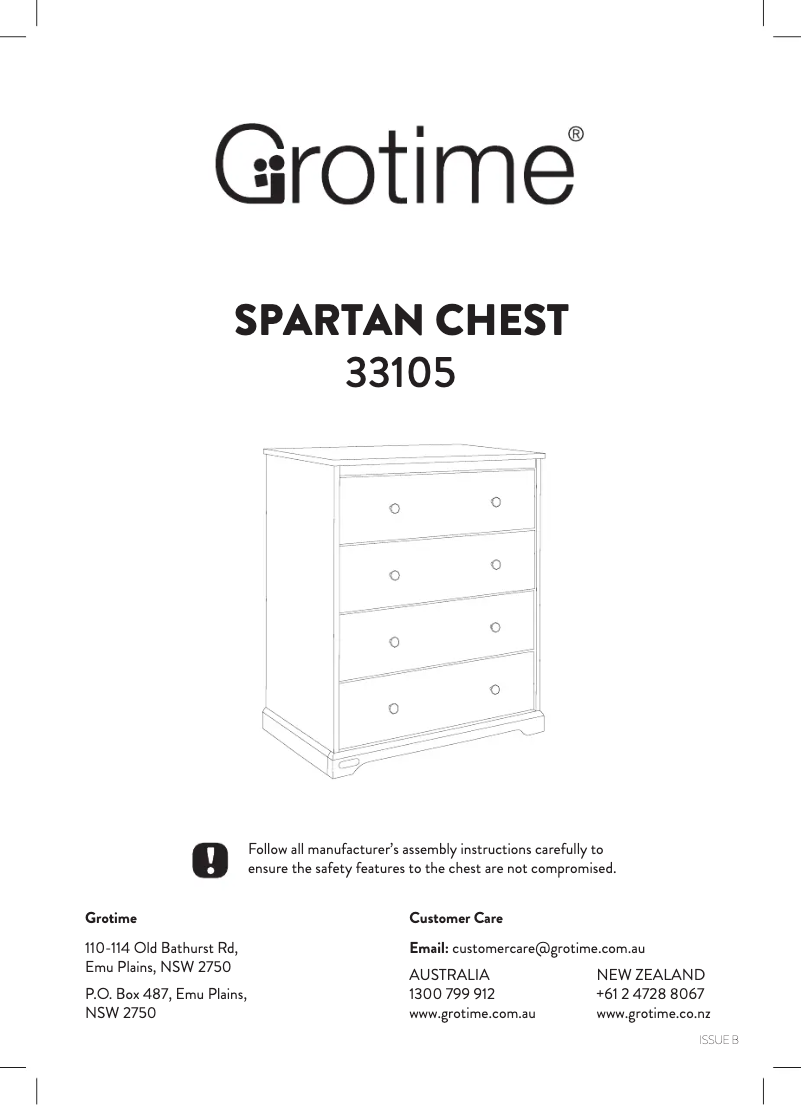Page 1 de la notice Manuel utilisateur Grotime Spartan Chest