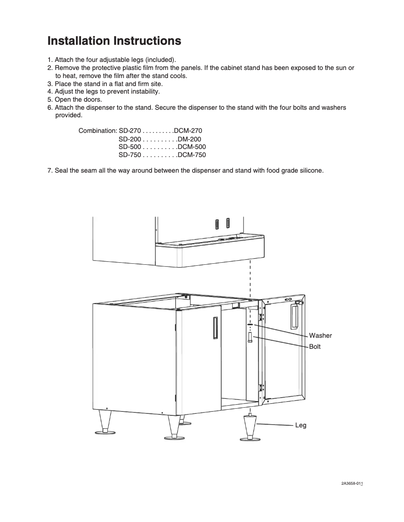 Page n°1 - Guide d'installation Hoshizaki SD-750