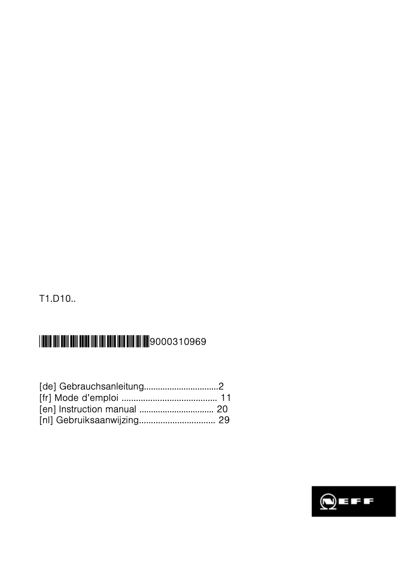 Page 1 de la notice Manuel utilisateur Neff T14D10N0