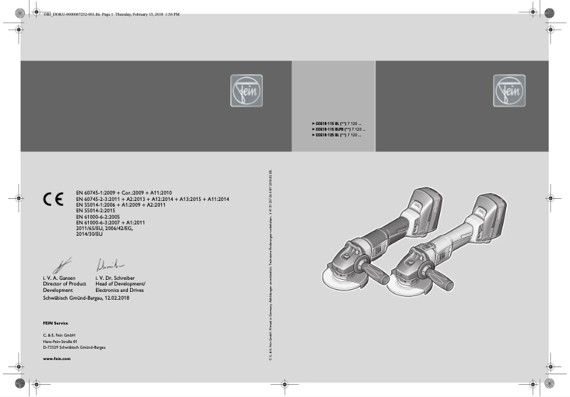Image de la première page du manuel de l'appareil CCG 18-125 BLPD Select