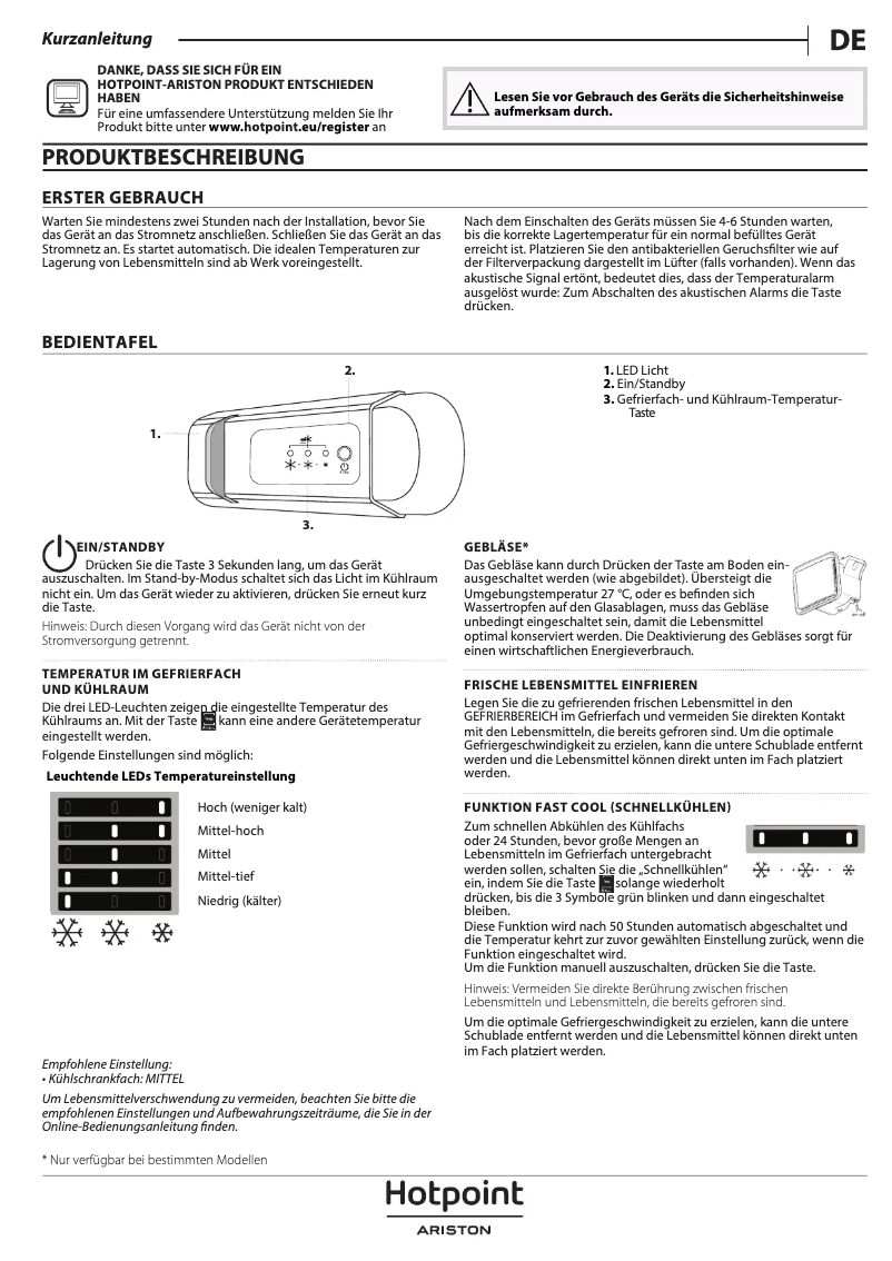Page 1 de la notice Manuel utilisateur Hotpoint HAC18D011C2