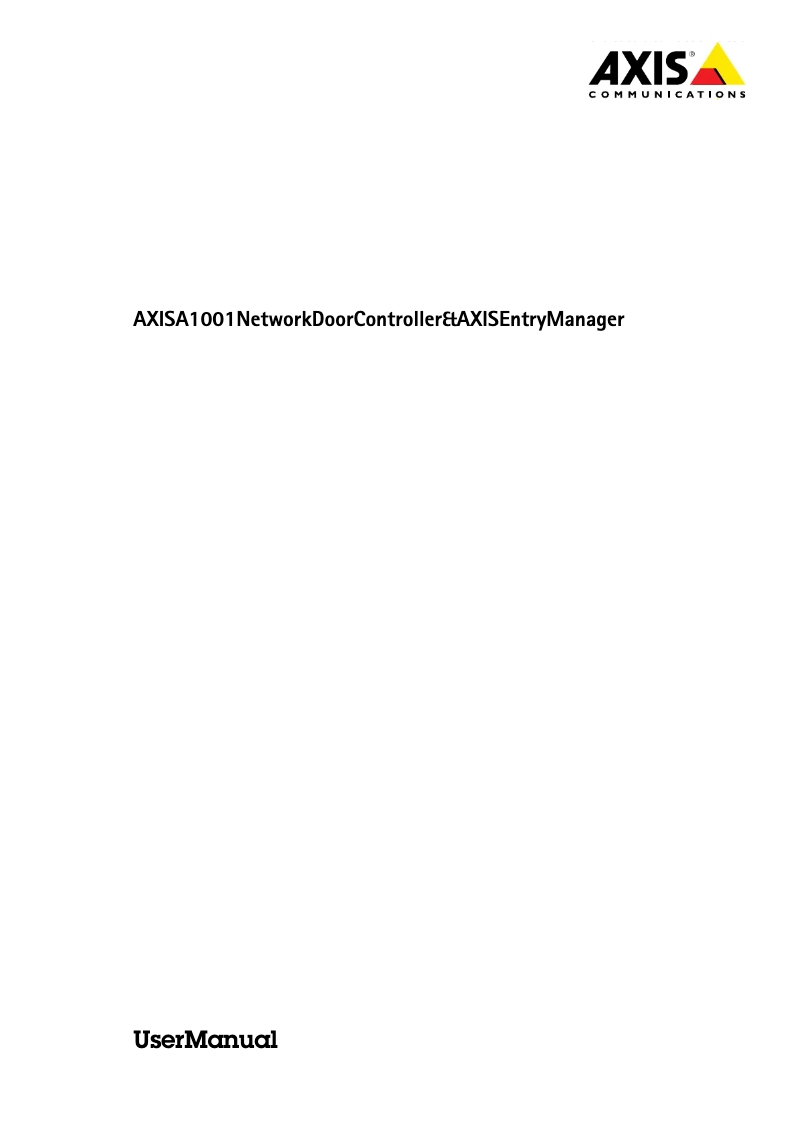 Page n°1 - Manuel utilisateur Axis A1001