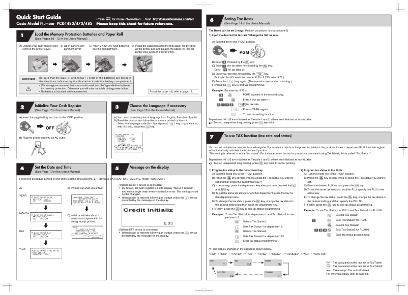Page 1 de la notice Manuel utilisateur Casio PCR-T48S