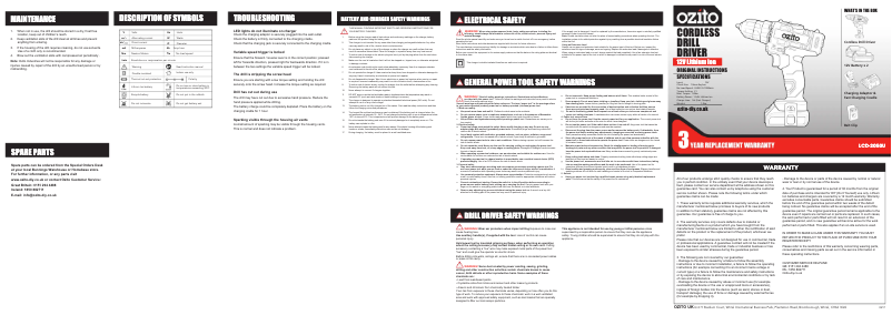 Page 1 de la notice Manuel utilisateur Ozito LCD-2050U