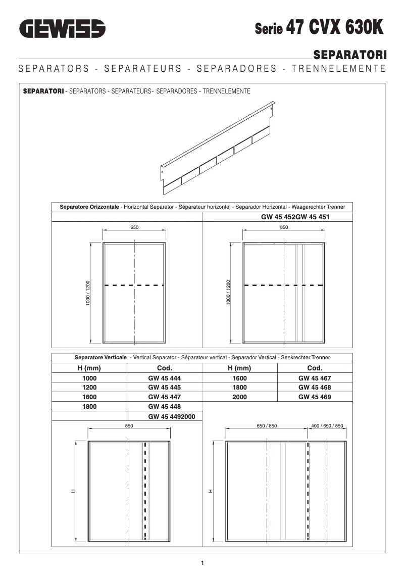 Page 1 de la notice Manuel utilisateur Gewiss GW45469