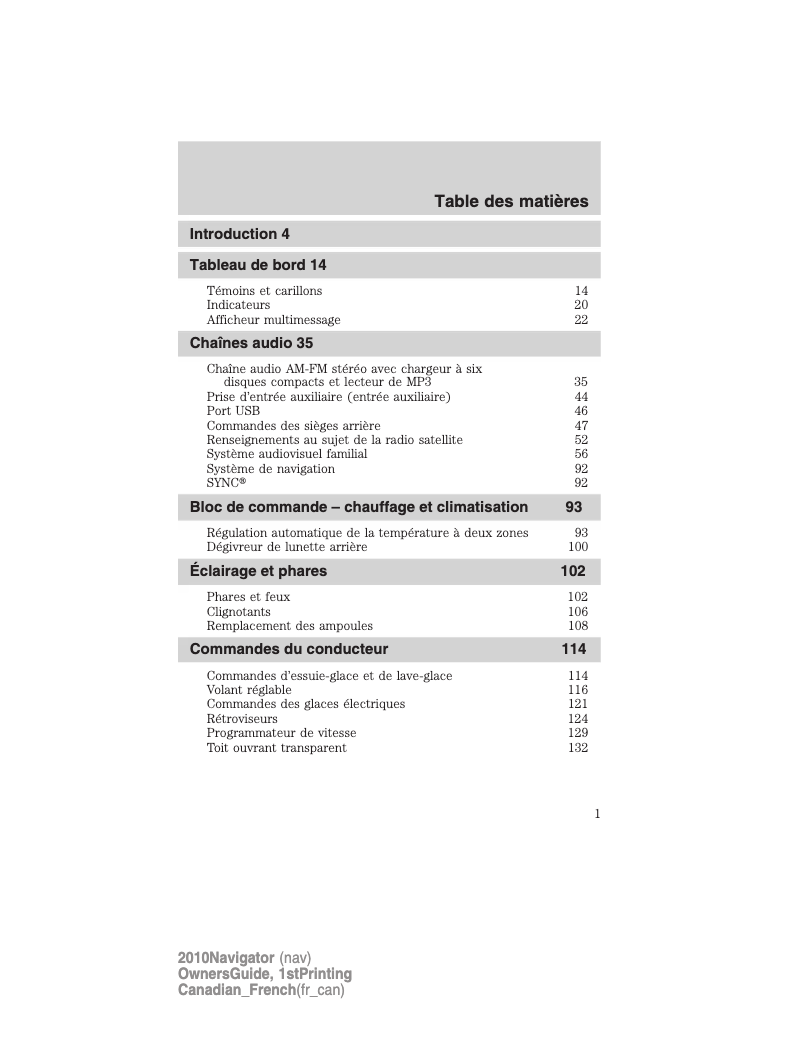 Image de la première page du manuel de l'appareil Navigator (2010)
