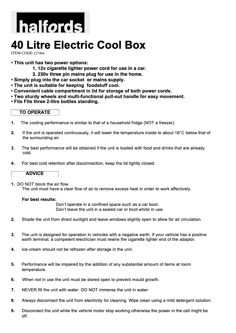 Página 1 del manual Manual de usuario Halfords 237466