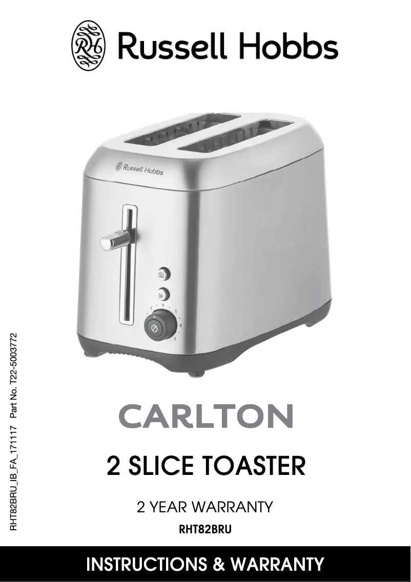 Image de la première page du manuel de l'appareil Carlton RHT82BRU