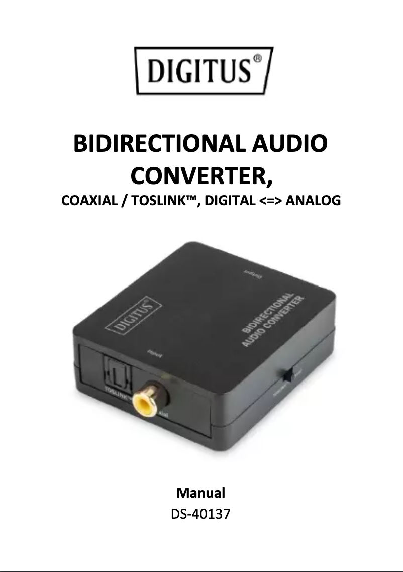 Page 1 de la notice Manuel utilisateur Digitus DS-40137