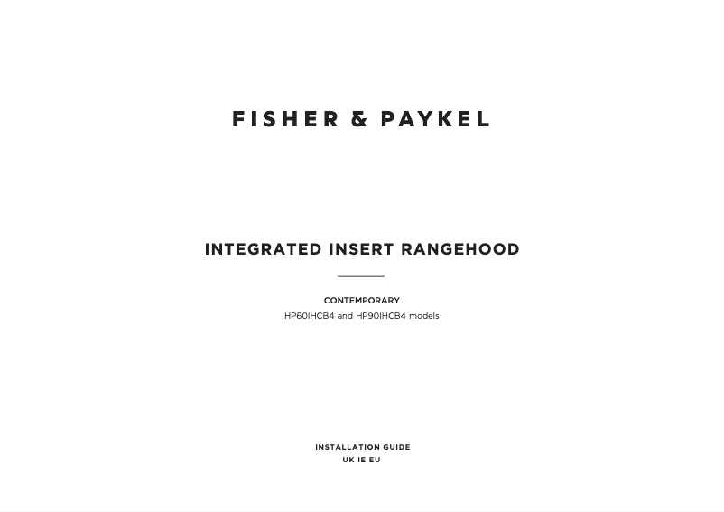Page 1 de la notice Guide d'installation Fisher & Paykel HP60IHCB4