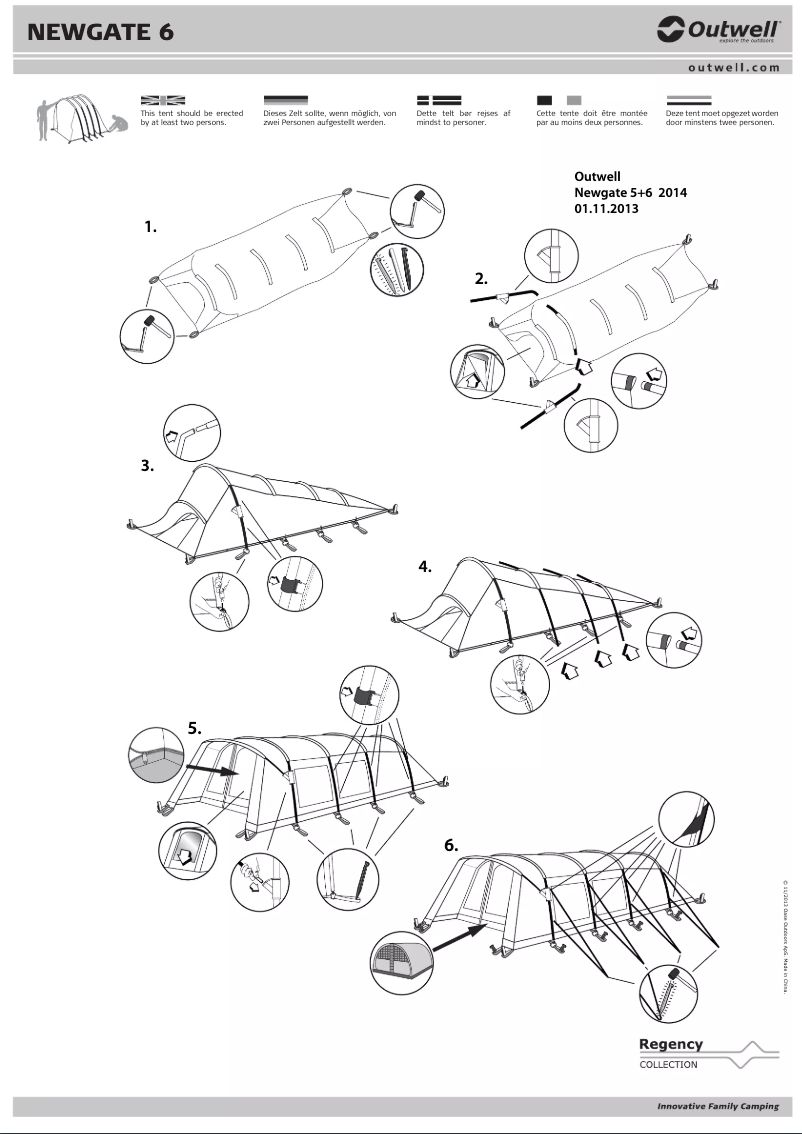 Page 1 de la notice Manuel utilisateur Outwell Newgate 6