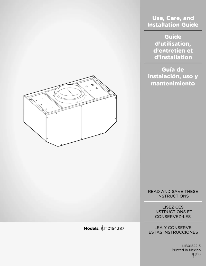Page 1 de la notice Instructions / montage Elica ETR134SS