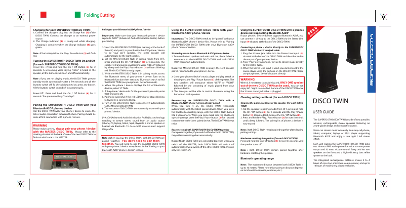 Page 1 de la notice Mode d'emploi SuperTooth Disco Twin