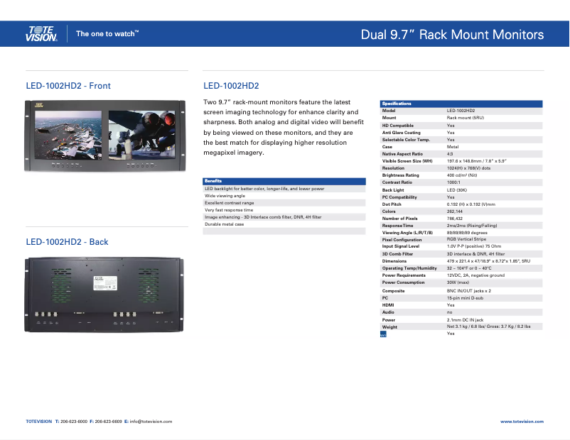 Page n°1 - Manuel utilisateur Tote Vision LED-1002HD2