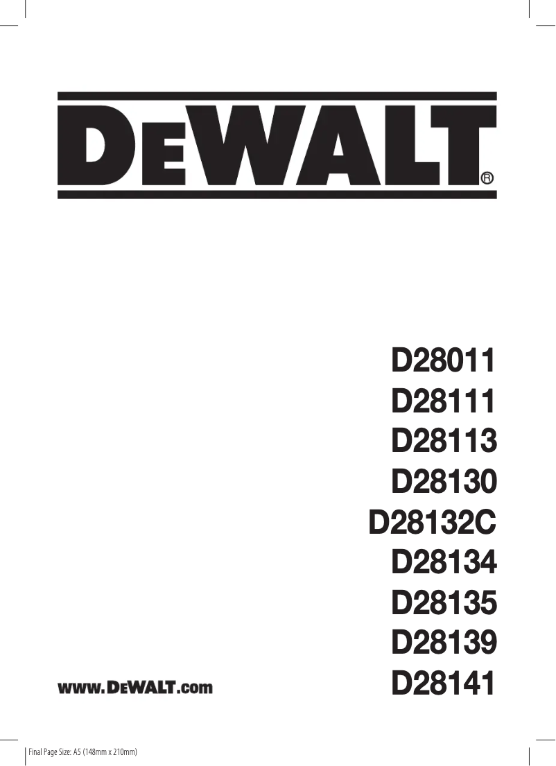 Page n°1 - Manuel utilisateur DeWalt D28141