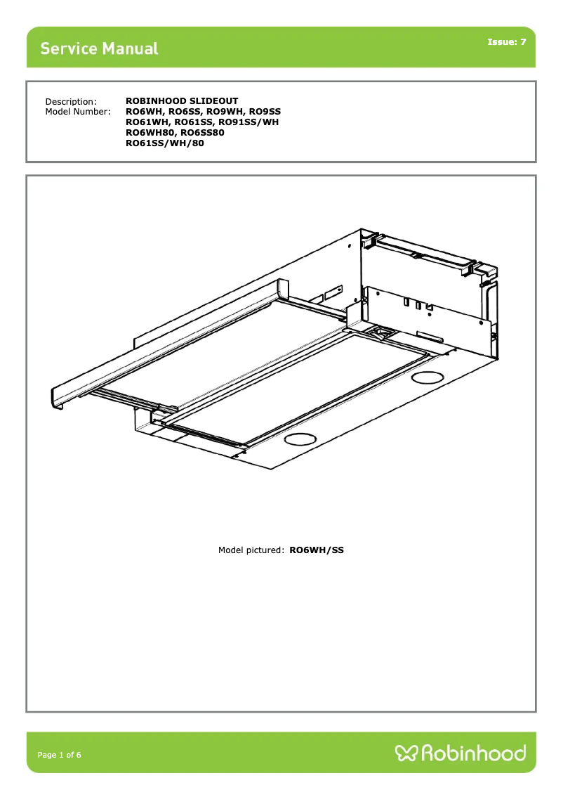 Página 1 del manual Manual de usuario Robinhood RO61SS/WH/80