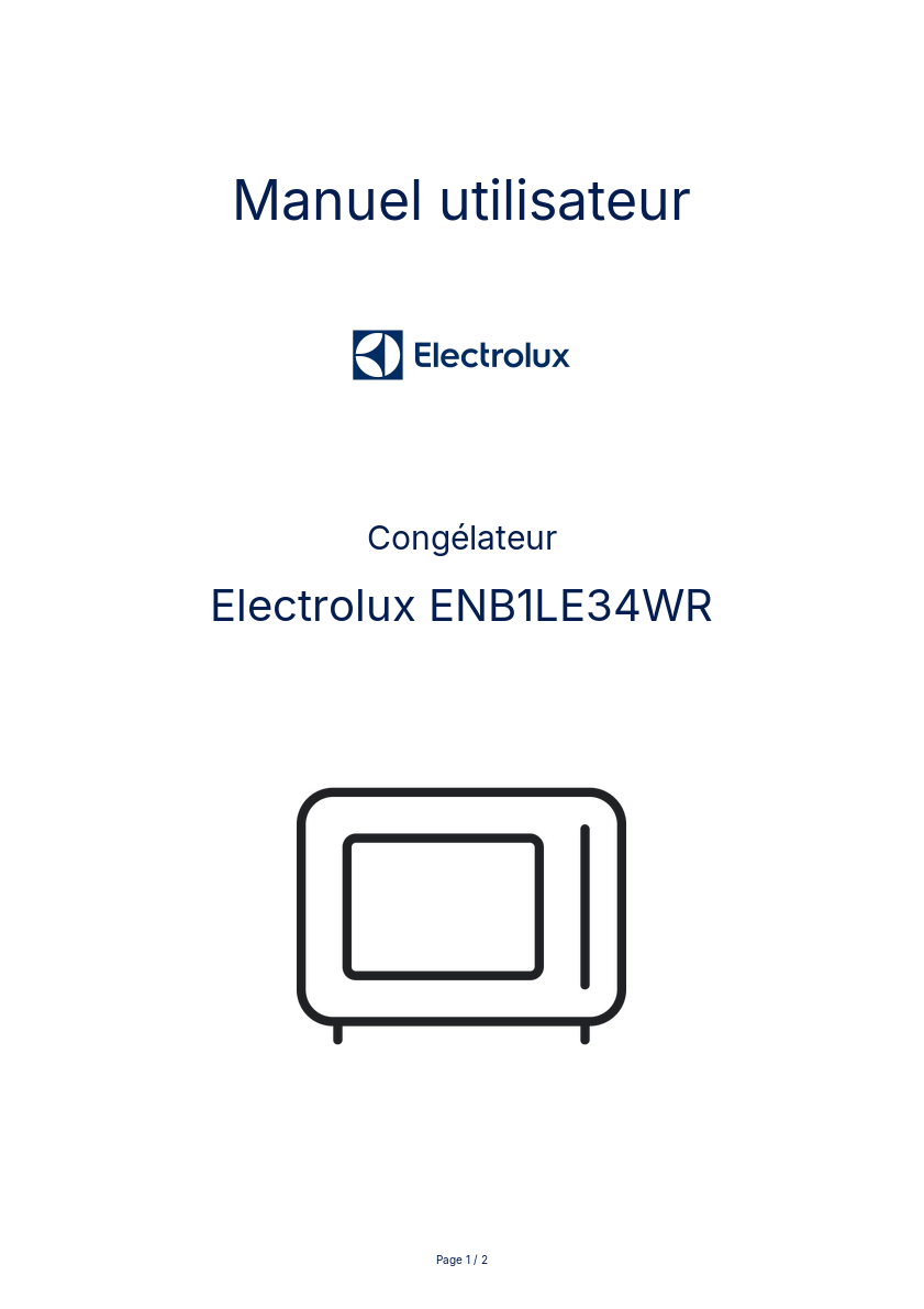 Page n°1 - Manuel utilisateur Electrolux ENB1LE34WR