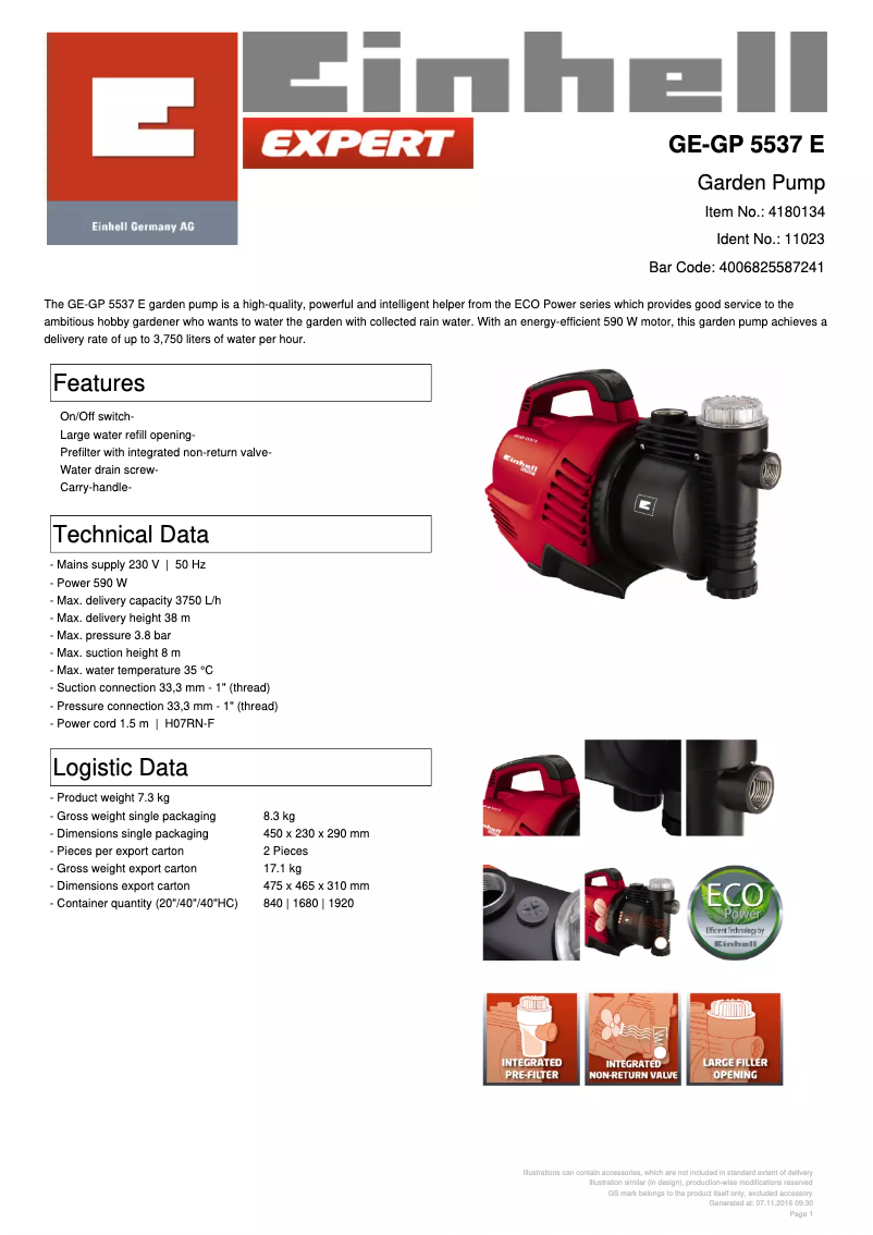 Image de la première page du manuel de l'appareil GE-GP 5537 E