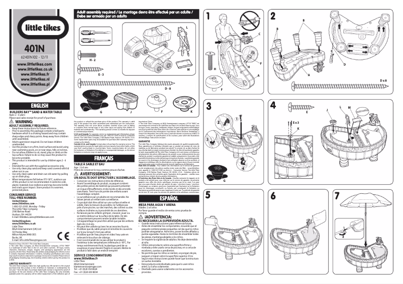 Page 1 de la notice Manuel utilisateur Little Tikes Builders Bay Sand & Water Table