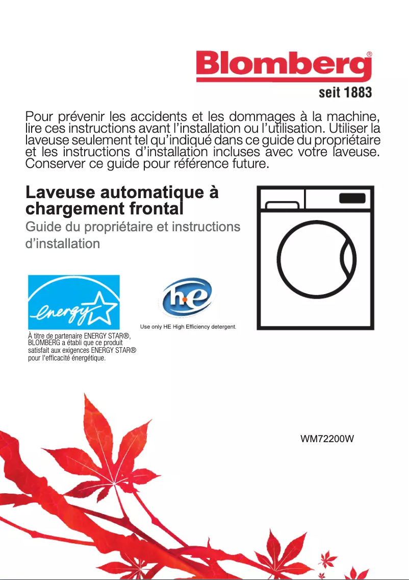 Page 1 de la notice Manuel utilisateur Blomberg WM 72200 W