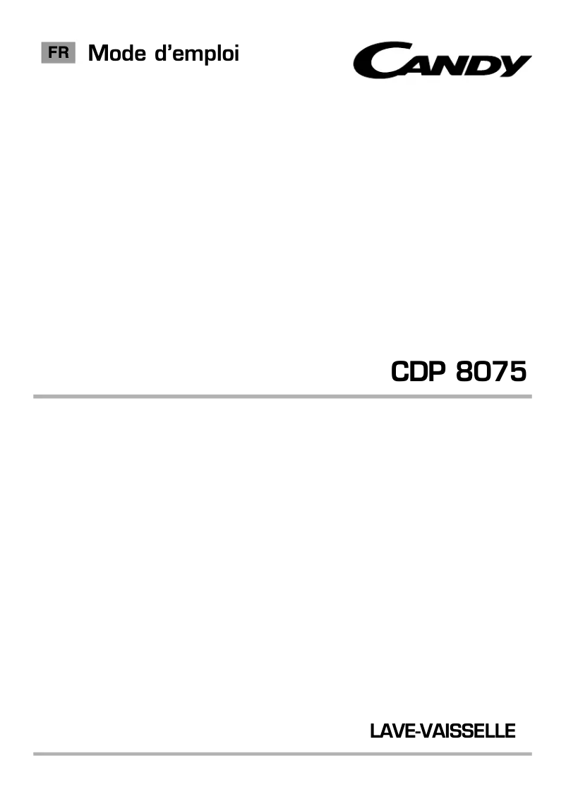 Page n°1 - Manuel utilisateur Candy CDP 8075-47