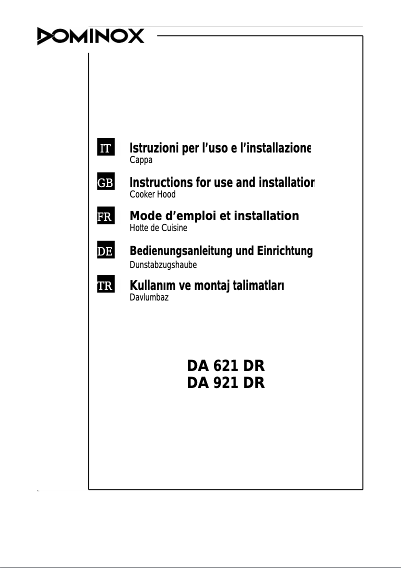 Page n°1 - Manuel utilisateur Dominox DA 621 DR