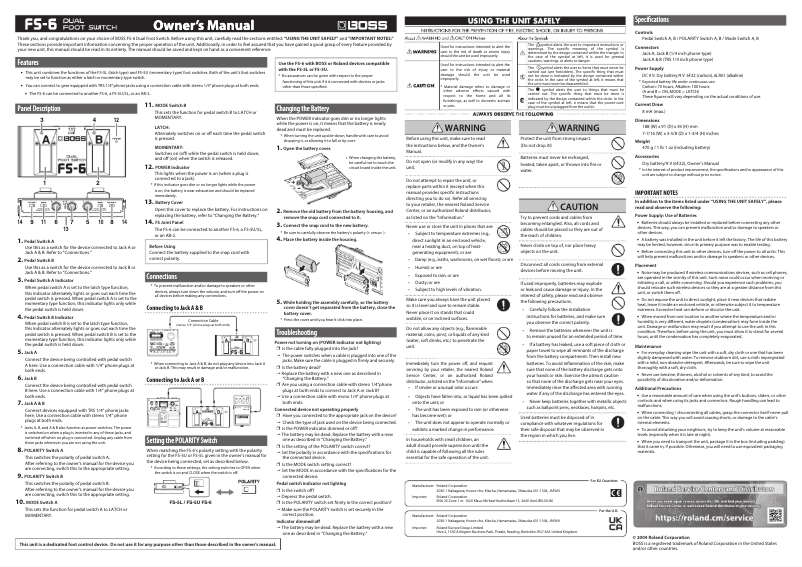 Page n°1 - Manuel utilisateur Boss FS-6