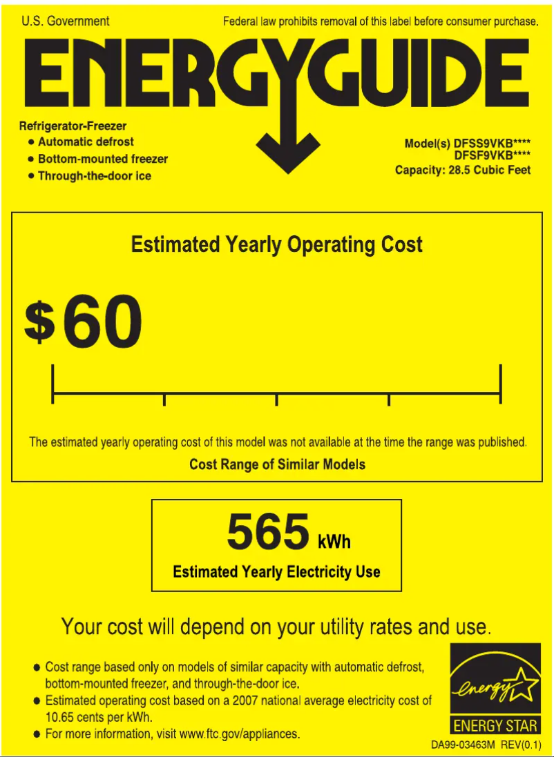 Page n°1 - Label énergétique GE DFSF9VKBWW