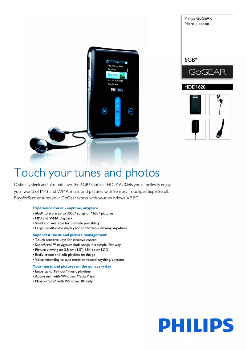 Page 1 de la notice Brochure Philips GoGear HDD1620