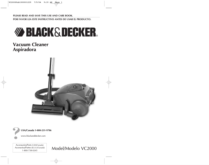 Page 1 de la notice Manuel utilisateur Black & Decker VC2000