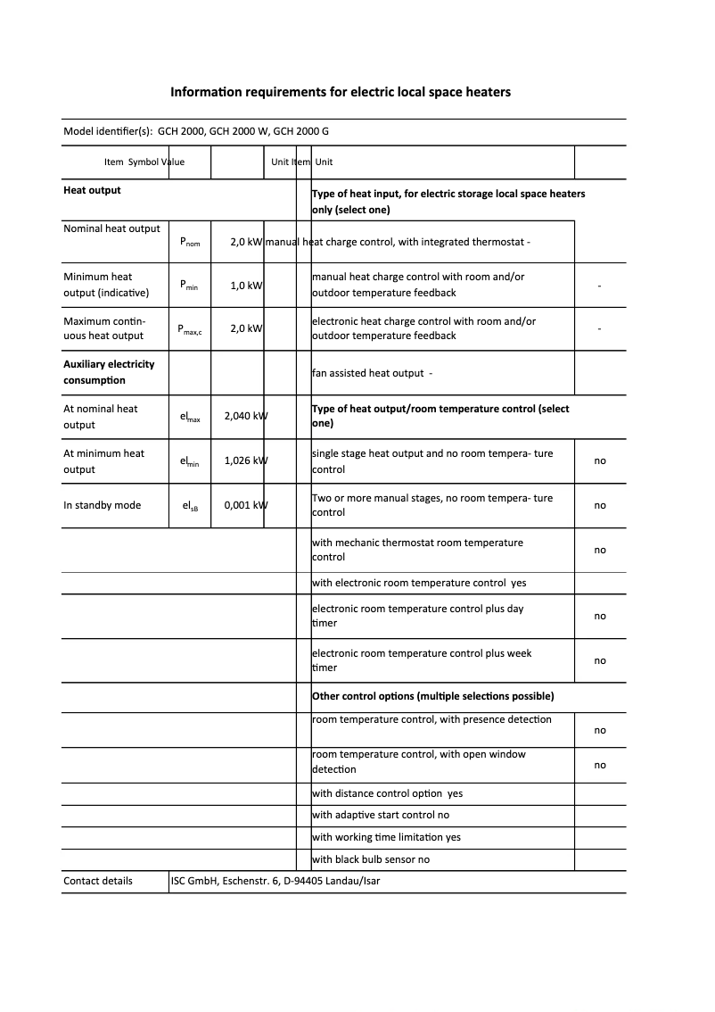 Image de la première page du manuel de l'appareil GCH 2000 G