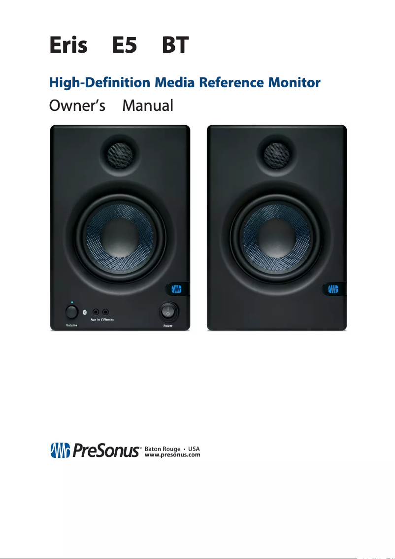 Page 1 de la notice Manuel utilisateur PreSonus Eris 5 BT