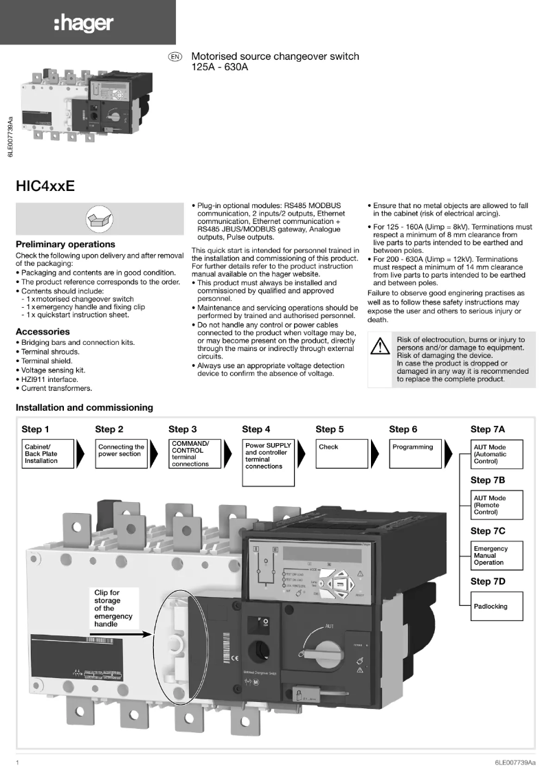 Page 1 de la notice Instructions / montage Hager HIC420E