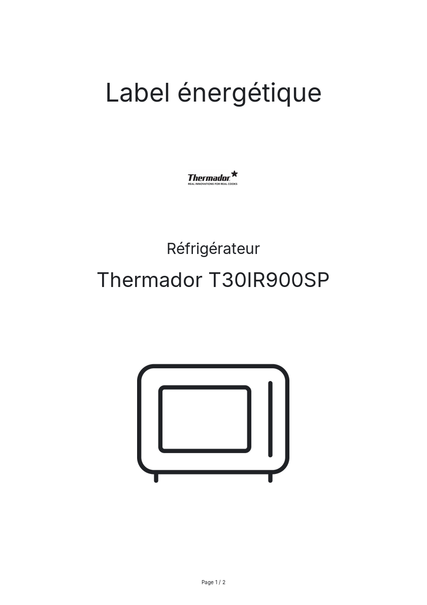 Image de la première page du manuel de l'appareil T30IR900SP