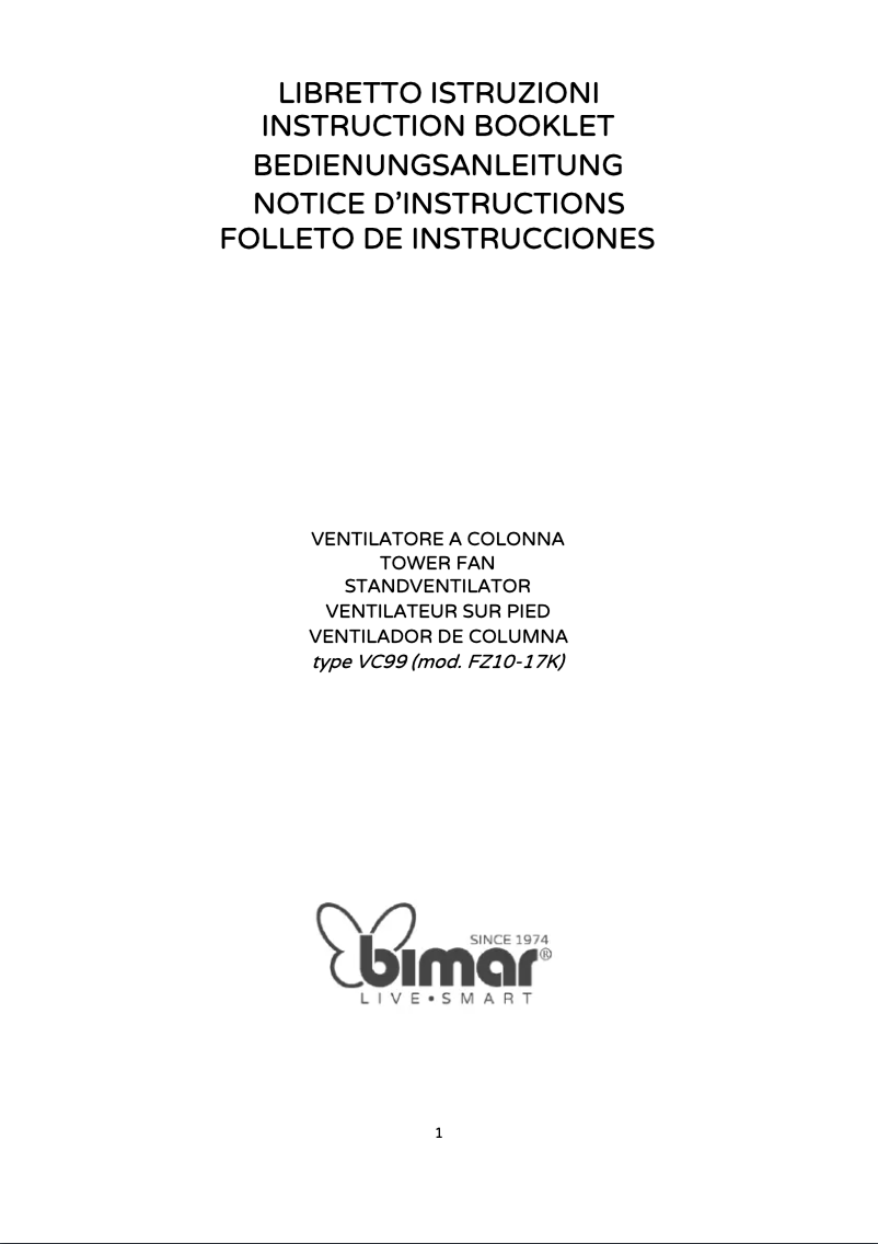 Page n°1 - Manuel utilisateur Bimar VC99