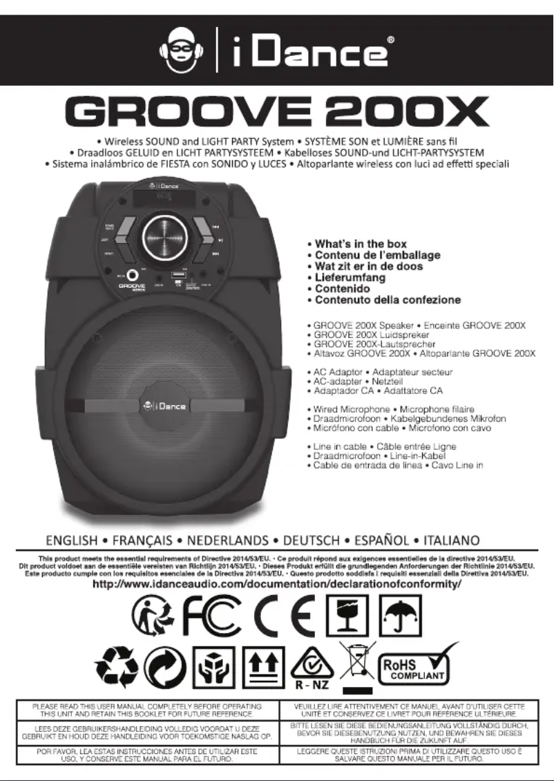 Page n°1 - Manuel utilisateur iDance Groove 200X