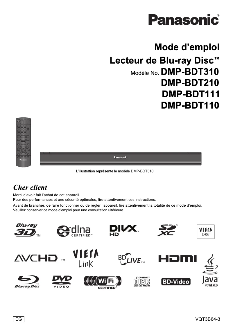 Image de la première page du manuel de l'appareil DMP-BDT110