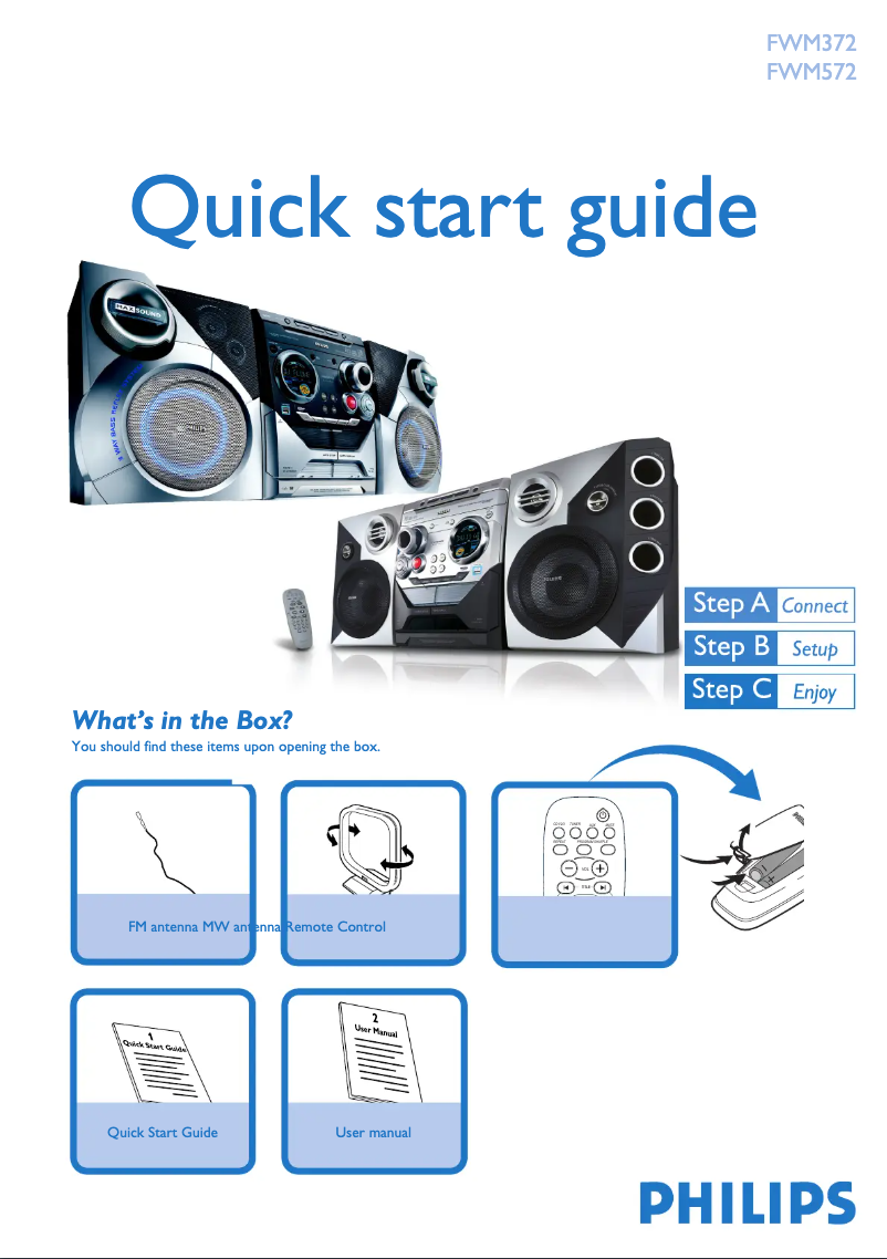 Page 1 of the manual Quick Start Guide Philips FWM572