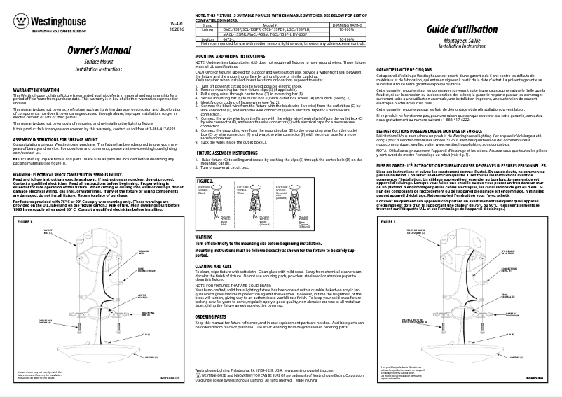 Page 1 de la notice Manuel utilisateur Westinghouse 6322700