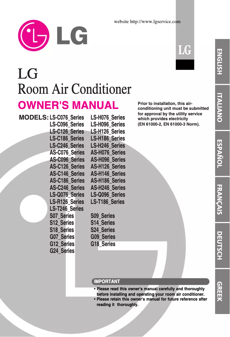 Page 1 de la notice Manuel utilisateur LG ASUH146TLM0