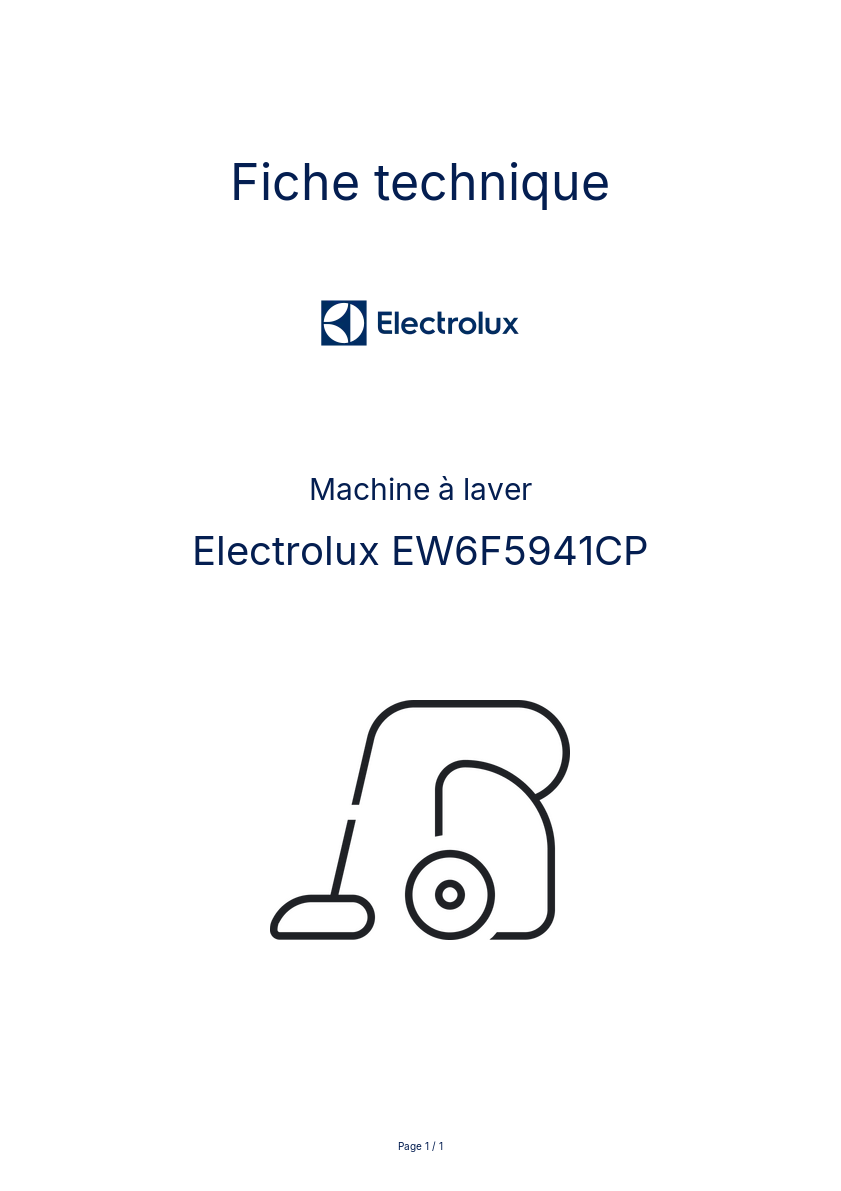 Page n°1 - Fiche technique Electrolux EW6F5941CP
